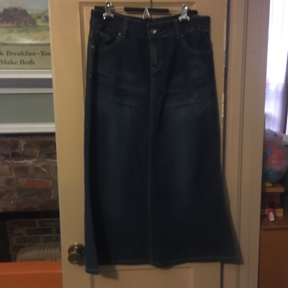 Long dark denim skirt